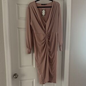 Plus Twist Front Plunge Midi Dress